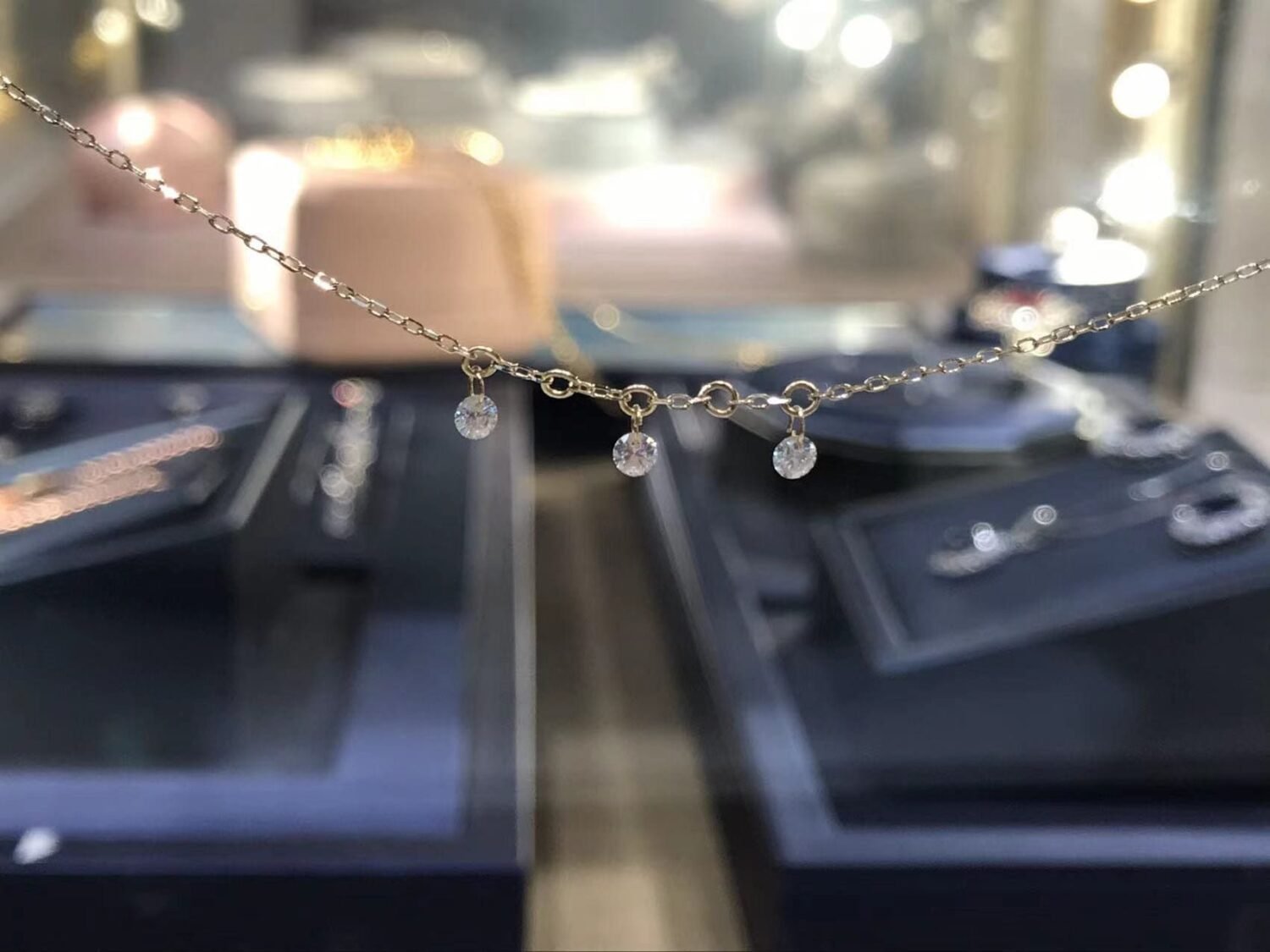 Drilled Diamond Necklace，18K Solid Gold Diamond Necklace，Dainty Diamond Necklace for Women，Bridal Necklace Gold，Gift For Her