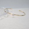 18K Solid Gold 0.20ct Lab Diamond Open Cuff Bracelet
