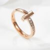 14k Gold Diamond T Ring, Open Cuff Ring, Open T Ring, T Wire Ring, T Bar Ring, Geometric Ring, Gold Stacking Ring, Mother‘s Day Gift