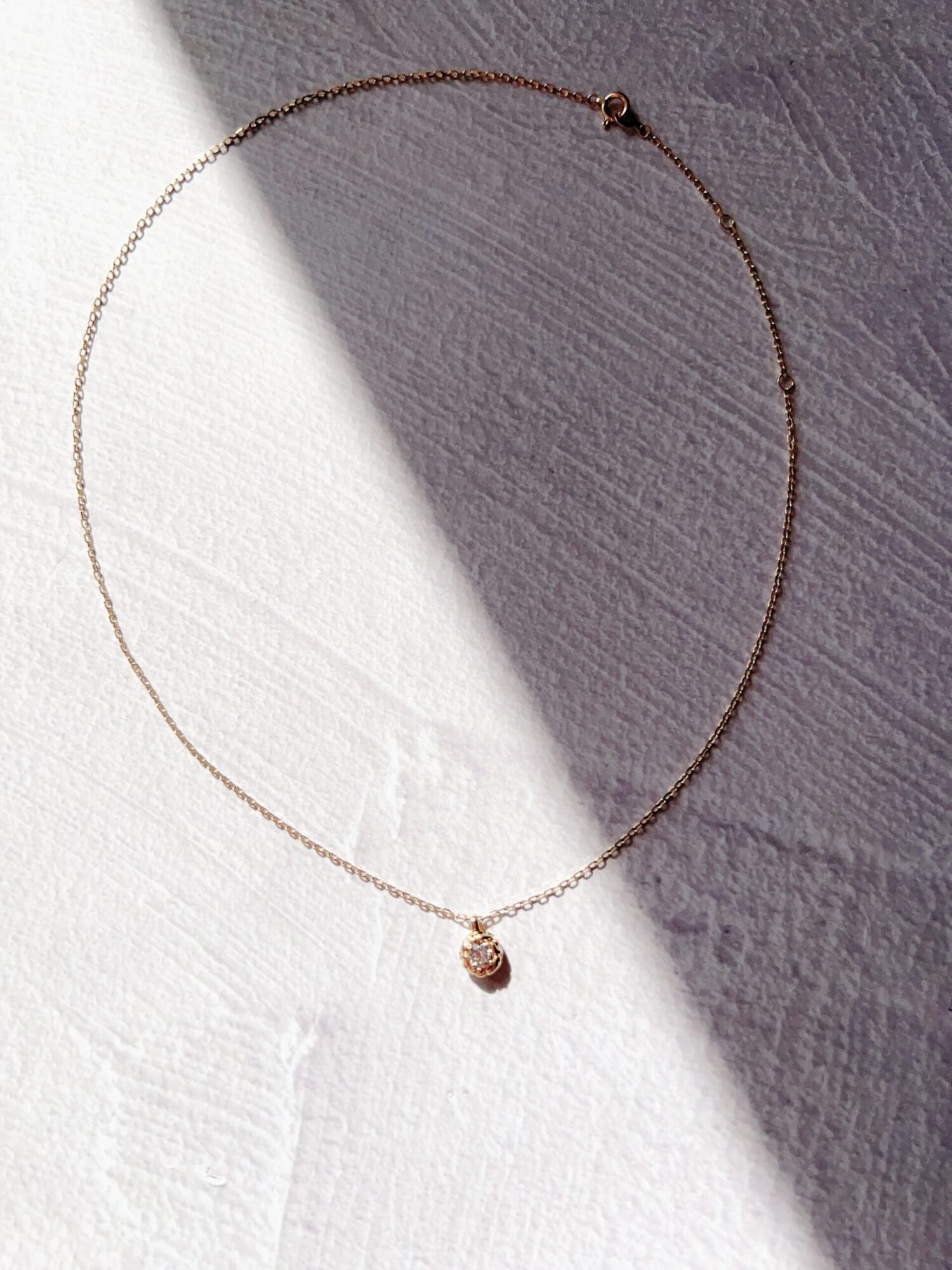18K Solid Gold Diamond Necklace，14K Gold Solitaire Certified Diamond Necklace Gold Natural Diamond Necklace For Her Gift For Wife