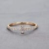 18K Yellow Gold Natural Diamond Bar Ring | Minimalist Pavé Band