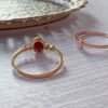 14K Solid Gold Ruby Ring，Dainty Ruby Ring，Oval Ruby Promise Ring，100% Natural Ruby Ring