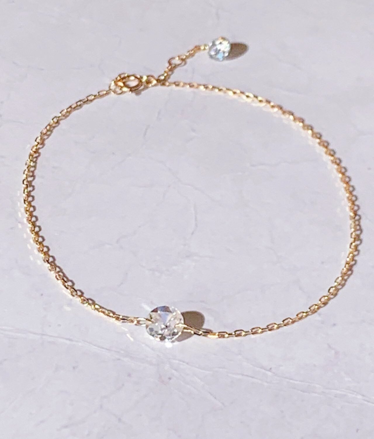 Rose Cut Diamond Bracelet / 14k Gold Rose Cut Moissanite Bracelet for Women/ Drilled Diamond Bracelet/ Solid Gold Bracelet