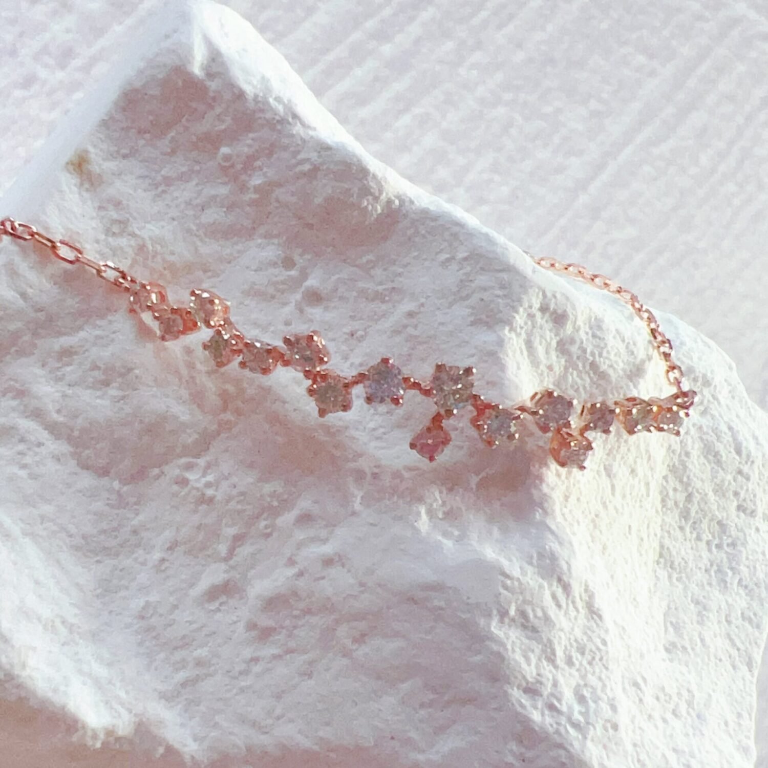 14k Solid Gold Diamond Bracelet/14k Gold Bezel Setting Diamond Bracelet /Diamond Bracelet for Women / 14k Gold Solitaire Diamond Bracelet