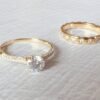 Moissanite engagement ring 14K Solid gold engagement ring Vintage engagement ring Round diamond twisted ring Anniversary promise ring