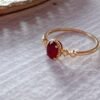 14K Solid Gold Ruby Ring，Dainty Ruby Ring，Oval Ruby Promise Ring，100% Natural Ruby Ring