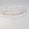 18K Solid Gold 0.20ct Lab Diamond Open Cuff Bracelet