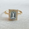 14K Emerald cut Aquamarine ring Tapered, Aquamarine solitaire ring, natural aquamarine ring, genuine aquamarine emerald cut vintage ring,