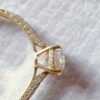 Moissanite engagement ring 14K Solid gold engagement ring Vintage engagement ring Round diamond twisted ring Anniversary promise ring