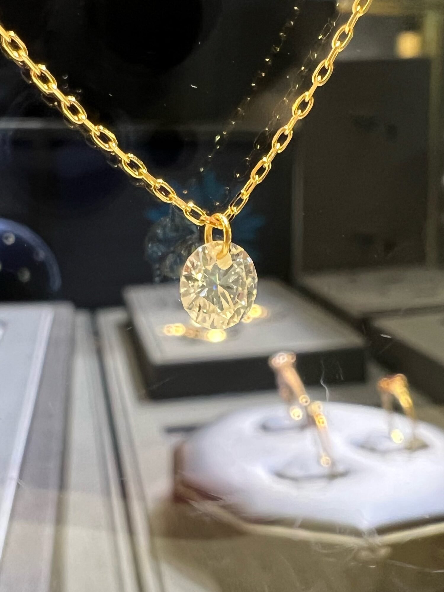 Single Diamond Floating necklace, Natural Diamond necklace, single drill diamond necklace for women, 0.13ct Diamond necklace pendant.