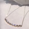 18K Solid Gold Natural Moonstone Seven-Stone Necklace