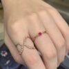 14kt Gold Diamond Criss Cross X Ring, 14K two tone rose gold and white gold gold Diamond Ring, Criss Cross Ring 0.20TCW
