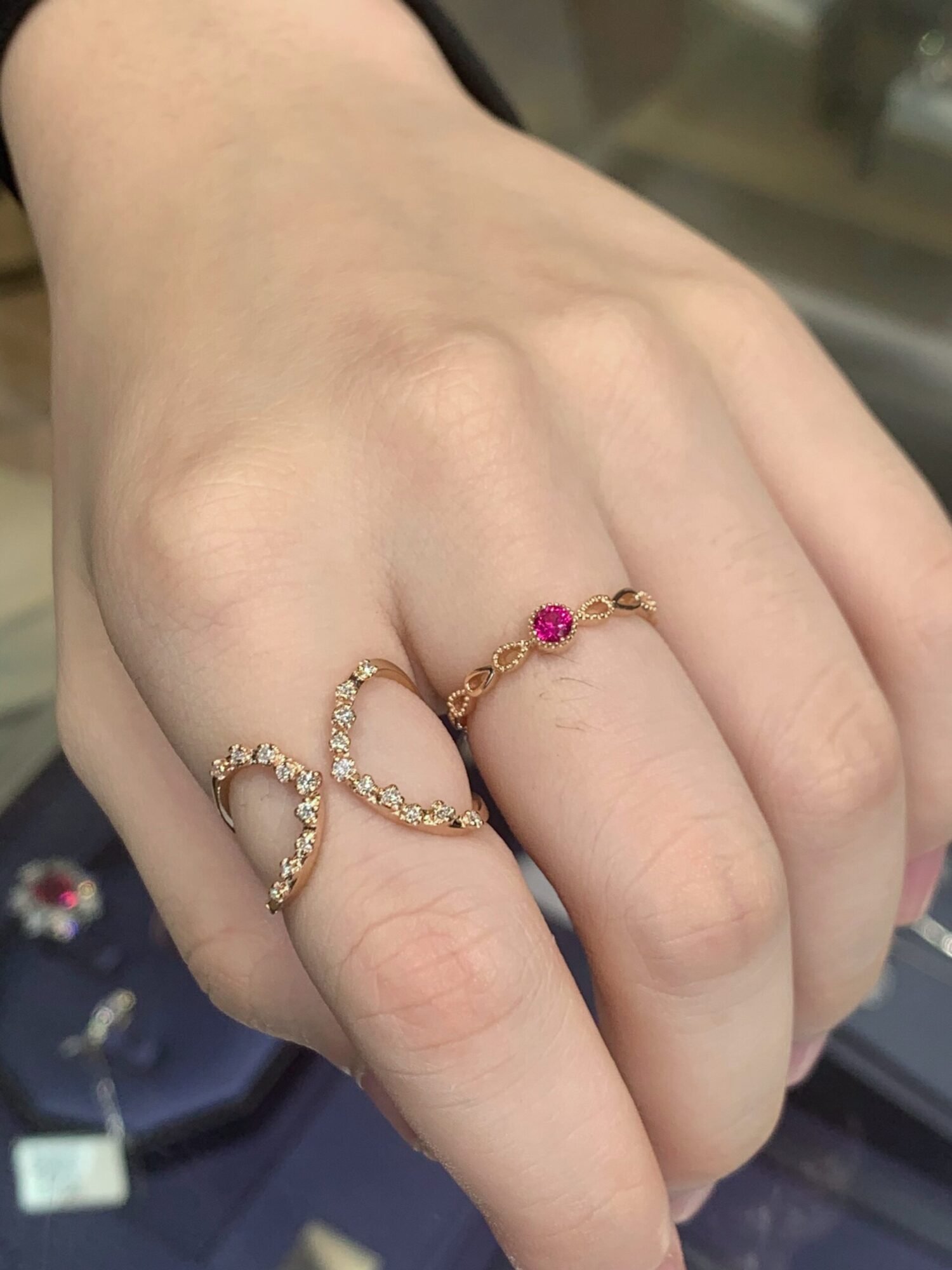 14kt Gold Diamond Criss Cross X Ring, 14K two tone rose gold and white gold gold Diamond Ring, Criss Cross Ring 0.20TCW