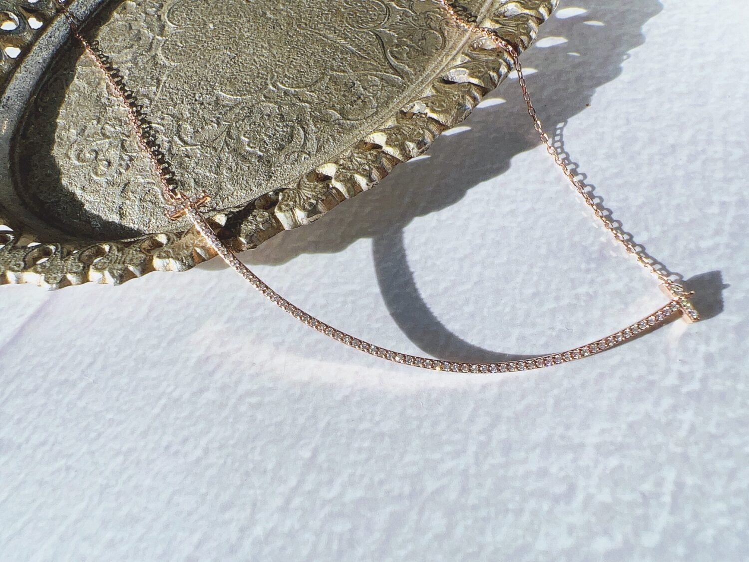 18K Gold Diamond large smile necklace