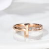 14k Gold Diamond T Ring, Open Cuff Ring, Open T Ring, T Wire Ring, T Bar Ring, Geometric Ring, Gold Stacking Ring, Mother‘s Day Gift