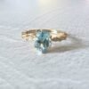 18K Gold Aquamarine Diamond Ring