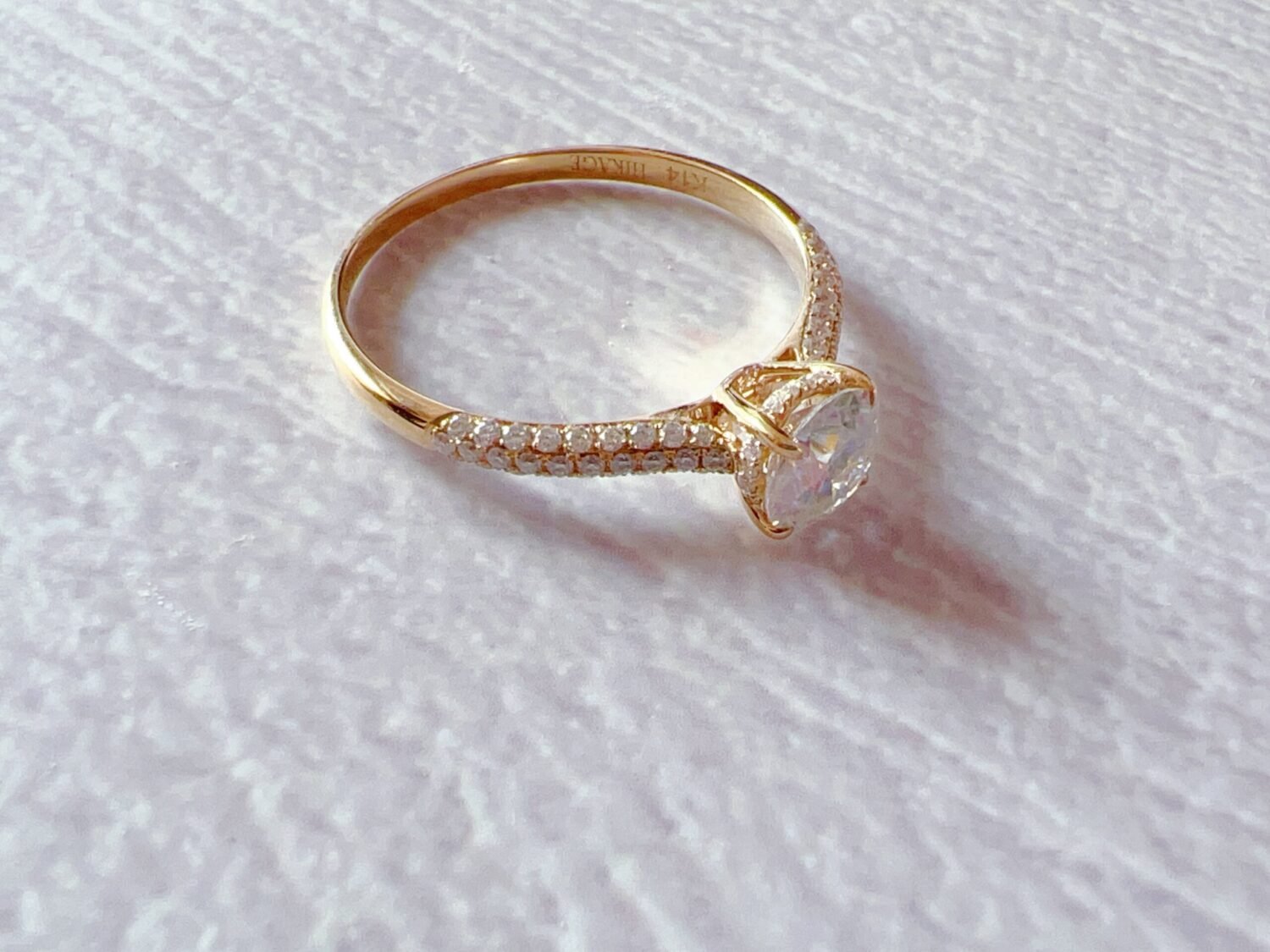 Moissanite engagement ring 14K Solid gold engagement ring Vintage engagement ring Round diamond twisted ring Anniversary promise ring