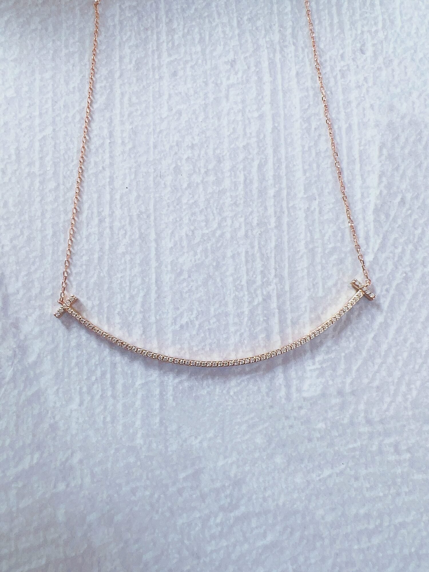 18K Gold Diamond large smile necklace