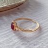 14K Solid Gold Ruby Ring，Dainty Ruby Ring，Oval Ruby Promise Ring，100% Natural Ruby Ring