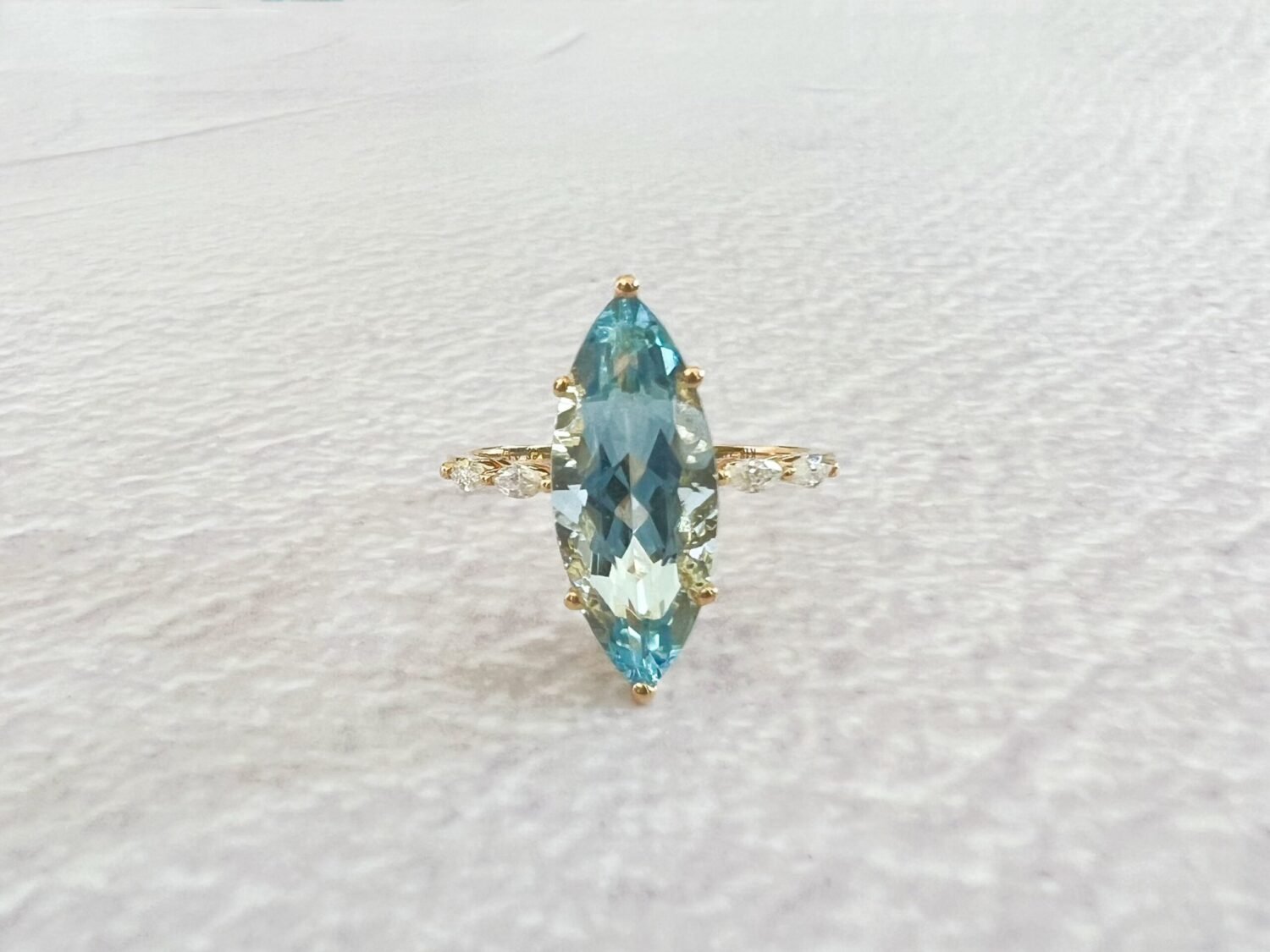image_e21bfd6b-e1e6-4922-ba7f-1437d8ea87d7-1 14K Solid Gold Marquise Santa Maria Blue Aquamarine Engagement Ring & VS Diamond Ring 14K Promise Ring Vintage Diamond Aquamarine Ring