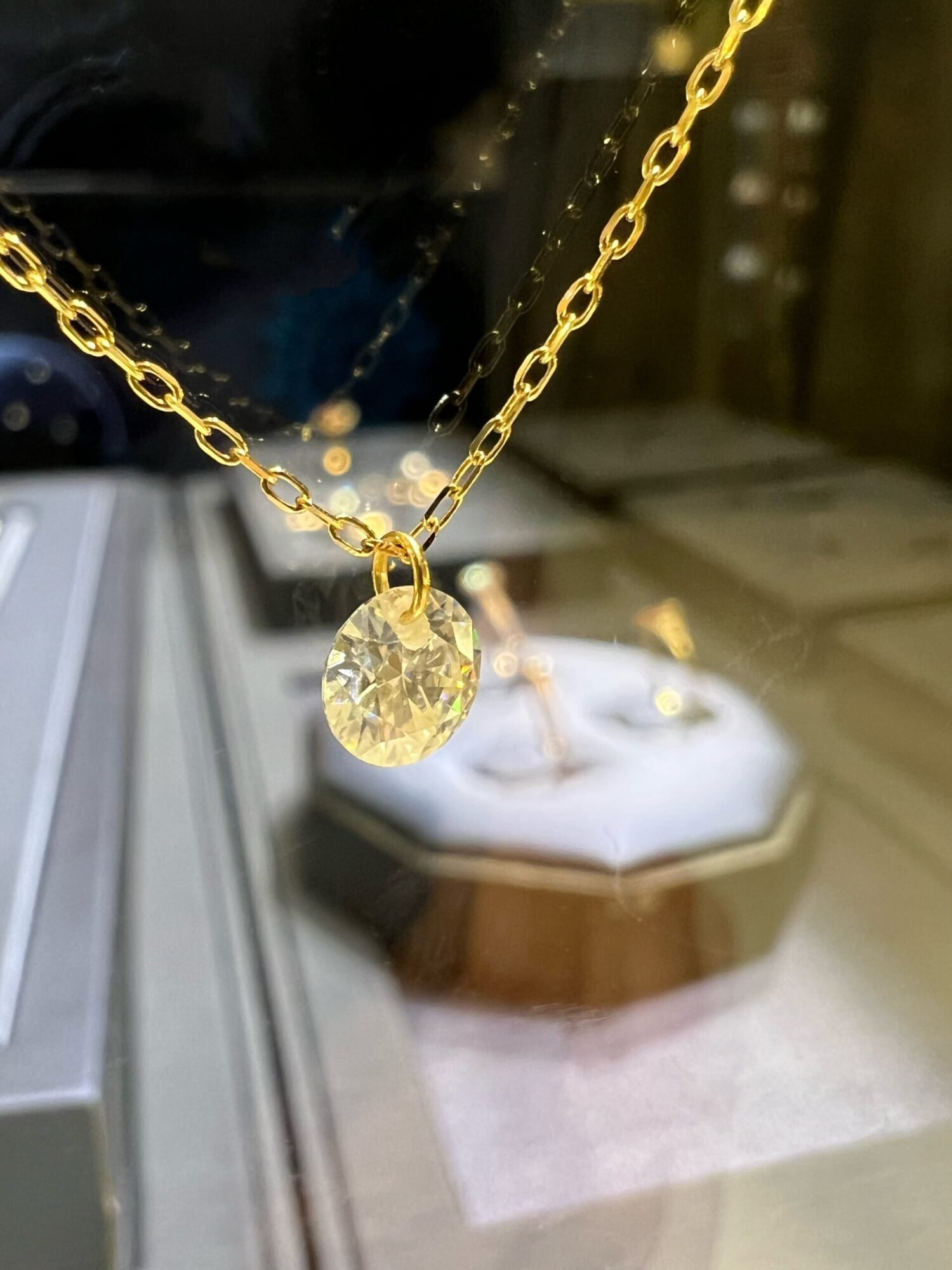 Single Diamond Floating necklace, Natural Diamond necklace, single drill diamond necklace for women, 0.13ct Diamond necklace pendant.