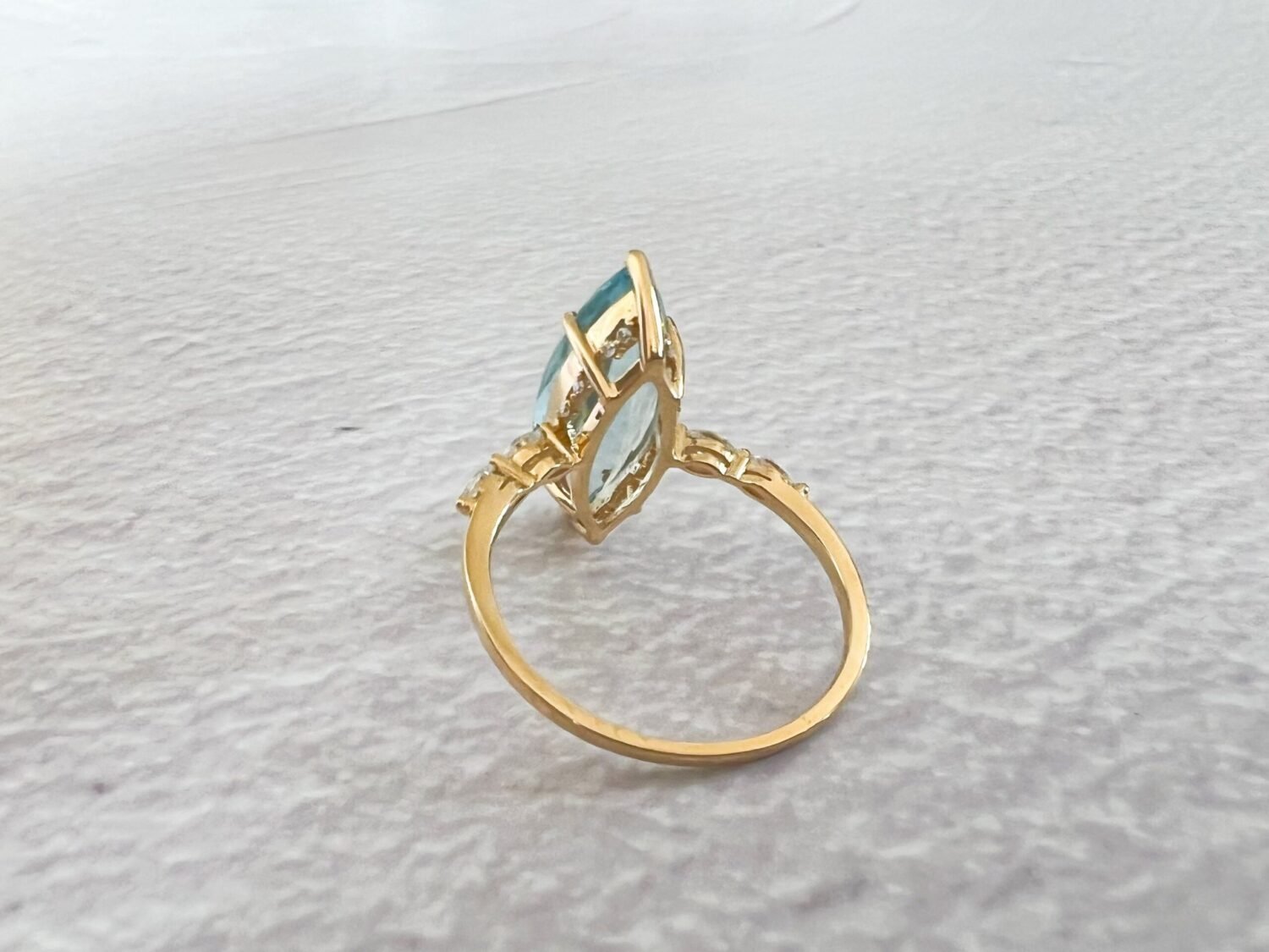 image_e9d11cd1-d811-497e-ac05-c47afb0cc9e0-1 14K Solid Gold Marquise Santa Maria Blue Aquamarine Engagement Ring & VS Diamond Ring 14K Promise Ring Vintage Diamond Aquamarine Ring