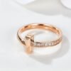 14k Gold Diamond T Ring, Open Cuff Ring, Open T Ring, T Wire Ring, T Bar Ring, Geometric Ring, Gold Stacking Ring, Mother‘s Day Gift