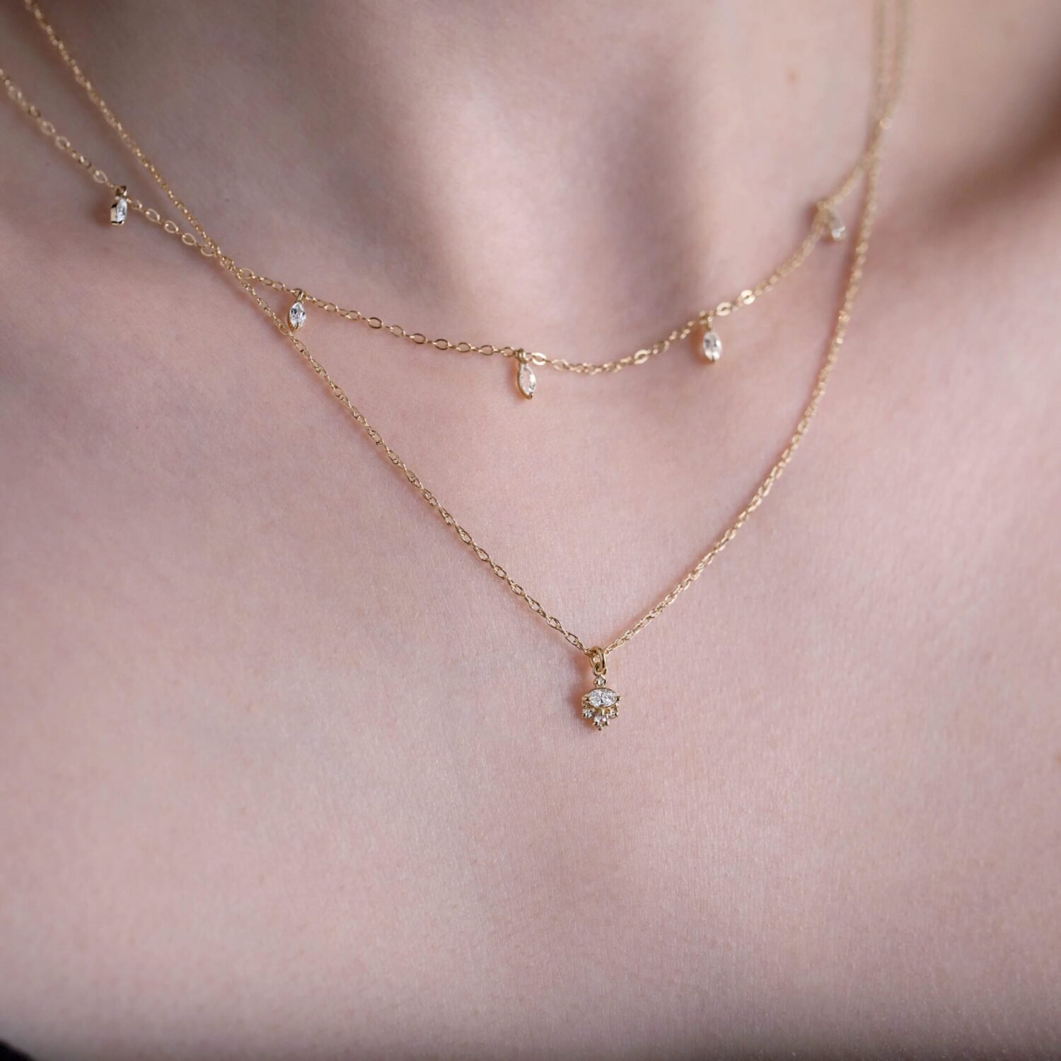 Marquise Lab GrownDiamond Necklace,18K gold