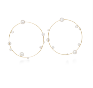 Akoya Pearl Earrings ，Solid Gold Oversized Hoop Earrings, Large Gold Hoop Earrings, Gift for Her