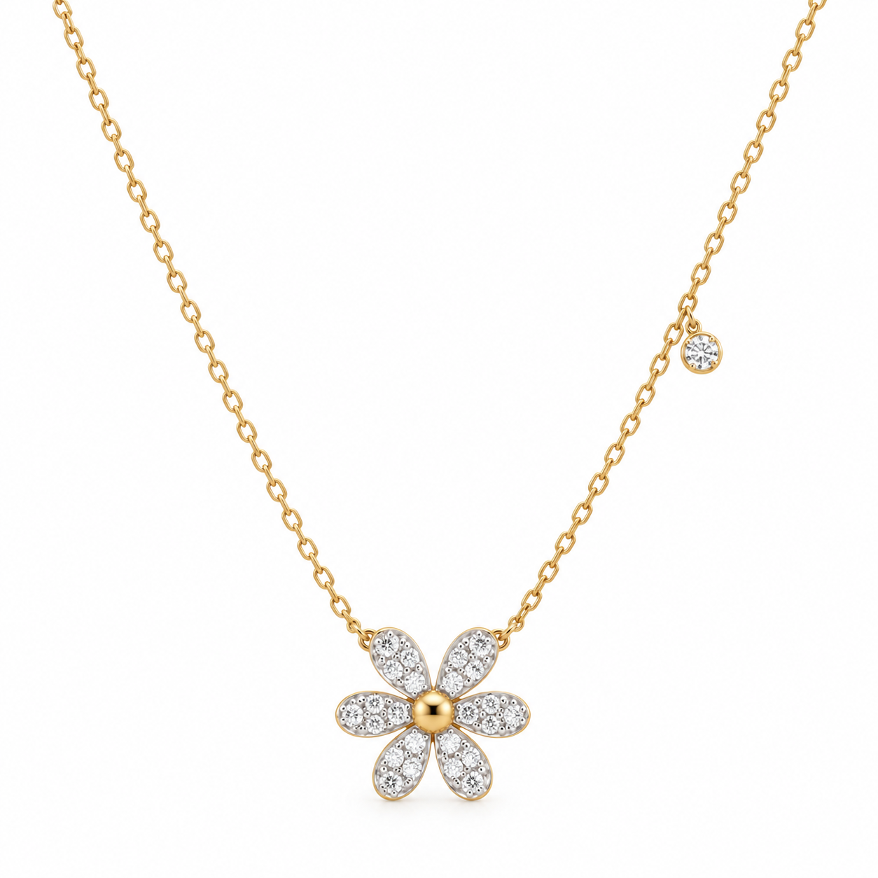 4bbf1abb-0d08-48e9-9352-89acc681d4d1-2 18K Gold Natural Diamond Daisy Necklace | Delicate Floral Pendant