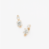 18K Solid Diamond Hoop Earrings, Dainty Double Stone Huggie Hoops, Minimalist Fine Jewelry for Women