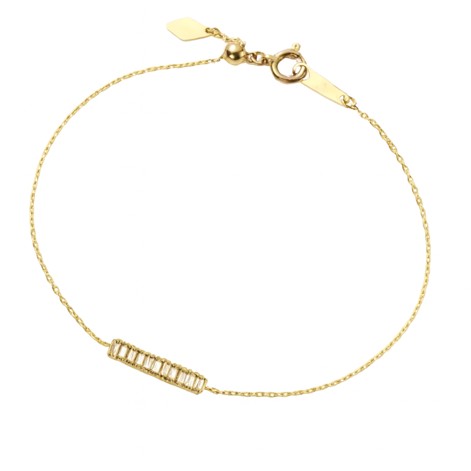 Diamond Bar Pendant on Dainty Chain Bracelet