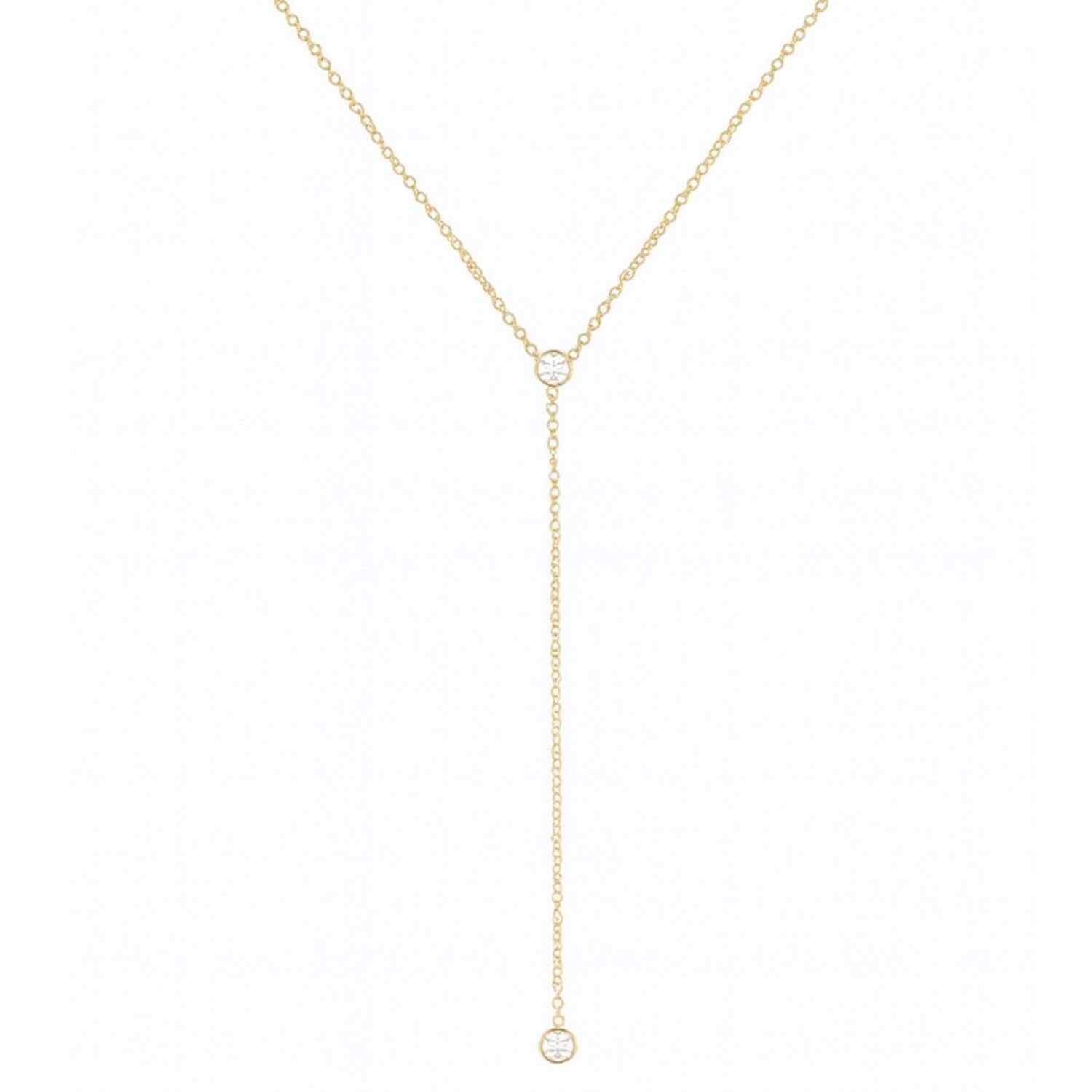 d1bfcca4c1a9cd265a13f2ba2d4ed061 Timeless Solid Gold Lariat with Bezel Diamonds