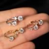 18K Solid Diamond Hoop Earrings, Dainty Double Stone Huggie Hoops, Minimalist Fine Jewelry for Women