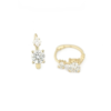 18K Solid Diamond Hoop Earrings, Dainty Double Stone Huggie Hoops, Minimalist Fine Jewelry for Women