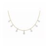 Real Diamonds Round Rose Cut Set Free Bare Floating Diamonds Necklace, 18k Gold Diamond Charms Necklace, Diamond Station Necklace