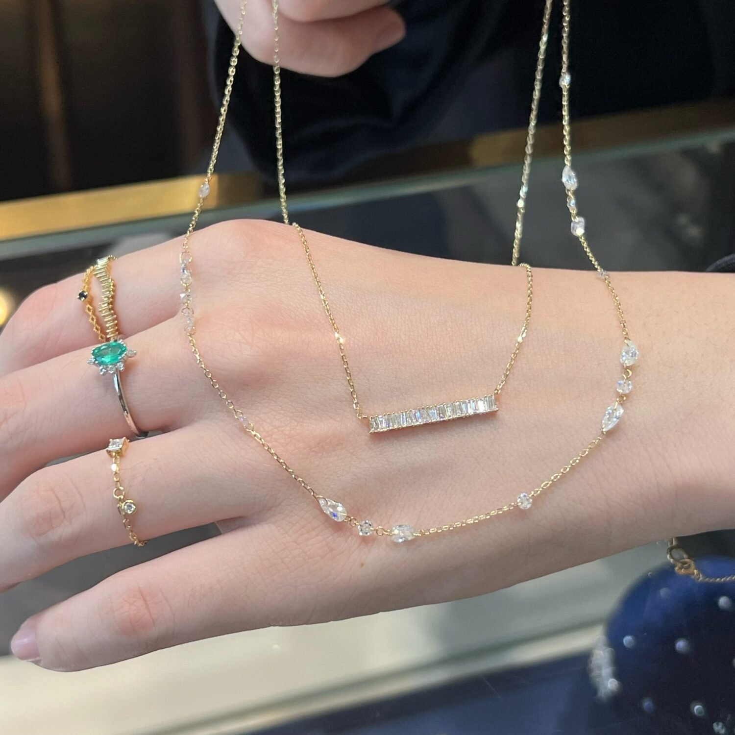 72f5a3a1aa4a7141ef77f3529f86d0a6 18K Solid Gold Baguette-Cut Lab Grown Diamond Bar Necklace | Minimalist Long Pendant