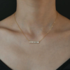 img_8745 18K Solid Gold Baguette-Cut Lab Grown Diamond Bar Necklace | Minimalist Long Pendant