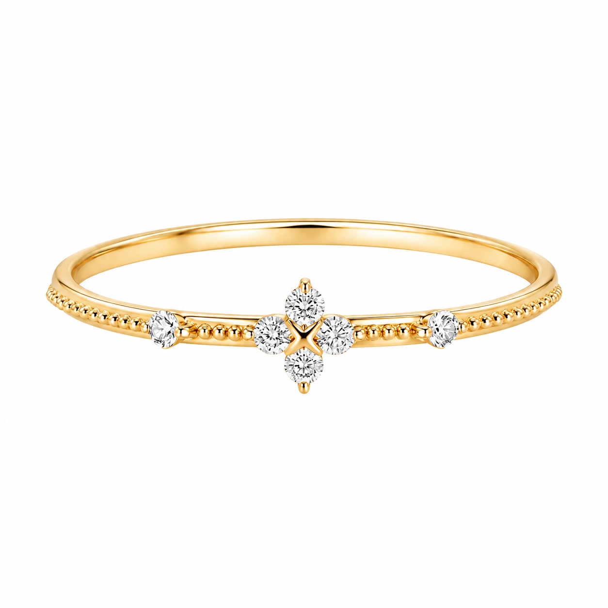1f98a8dc-b052-4470-94b6-11c3d756cc40-2 18K Gold Diamond Clover Ultra-Thin Ring