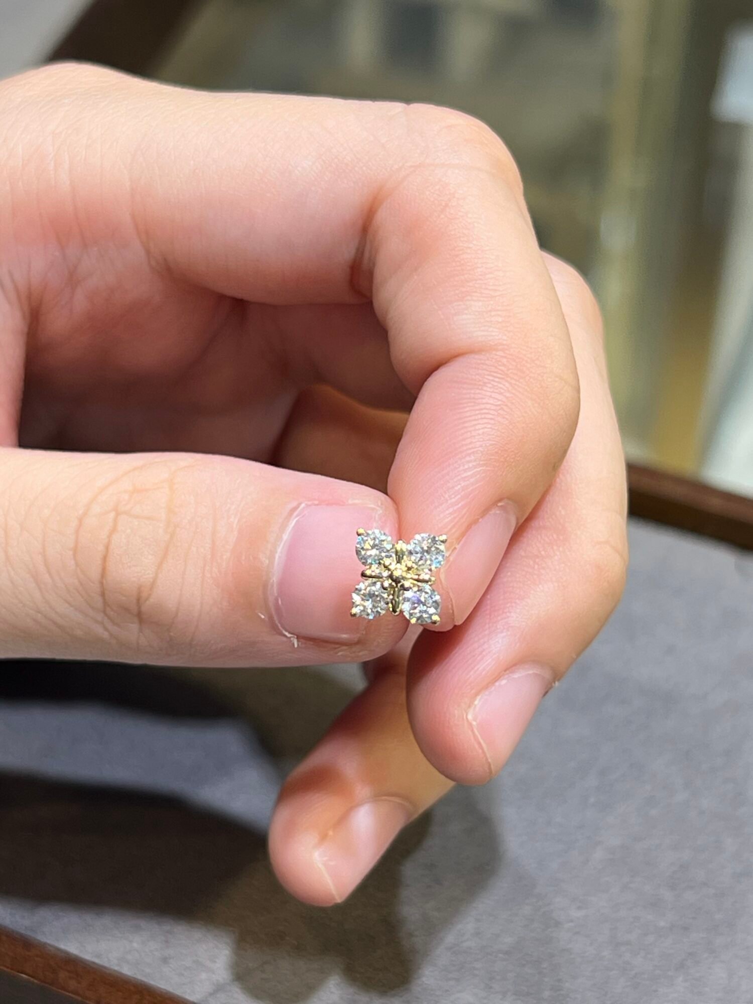 6555 18K Solid Gold Four-Petal Lab Grown Diamond Stud Earrings | 1.00 CTW