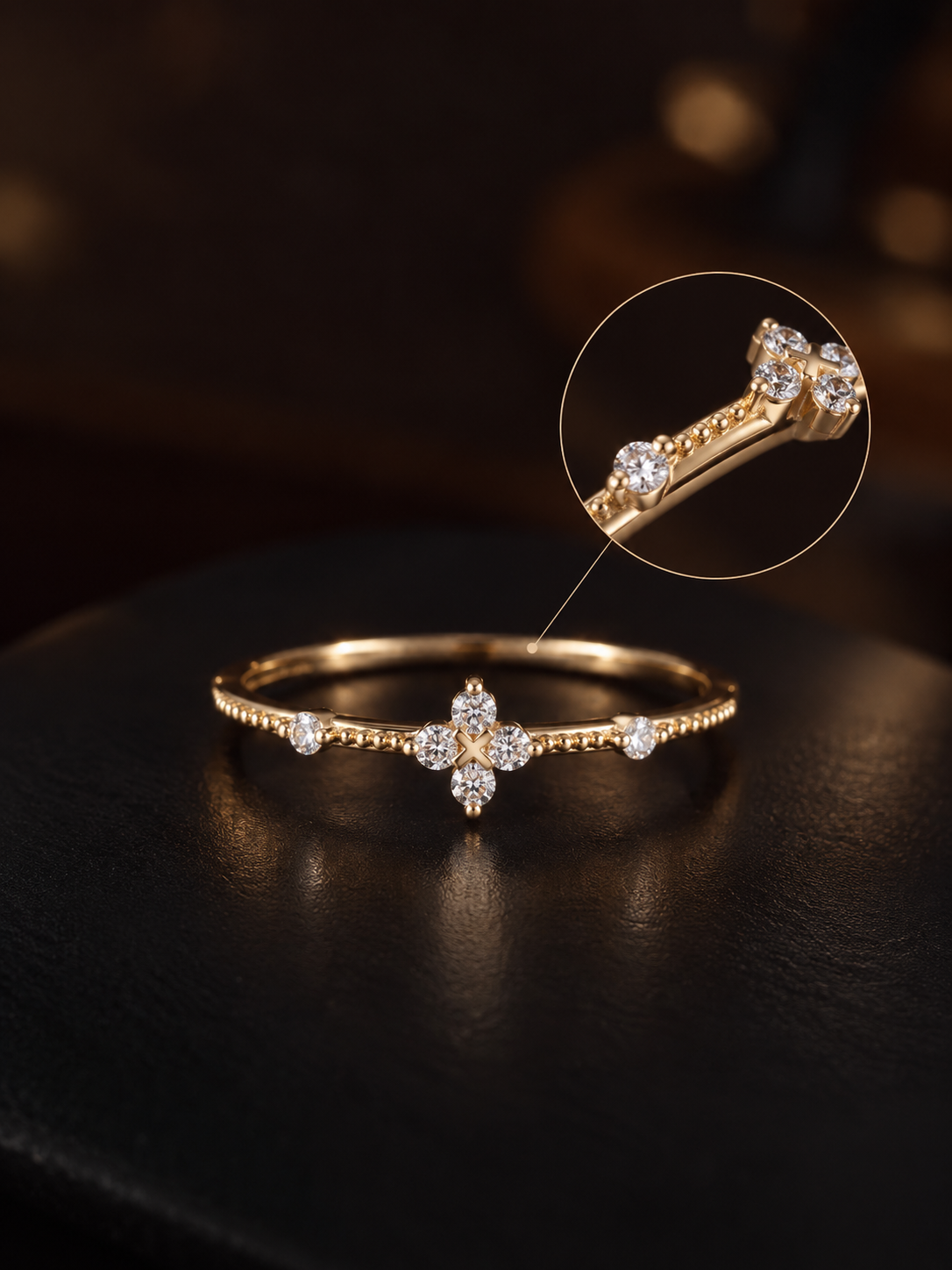 7a726491-6d82-4b10-9e32-121f5db85947-2 18K Gold Diamond Clover Ultra-Thin Ring