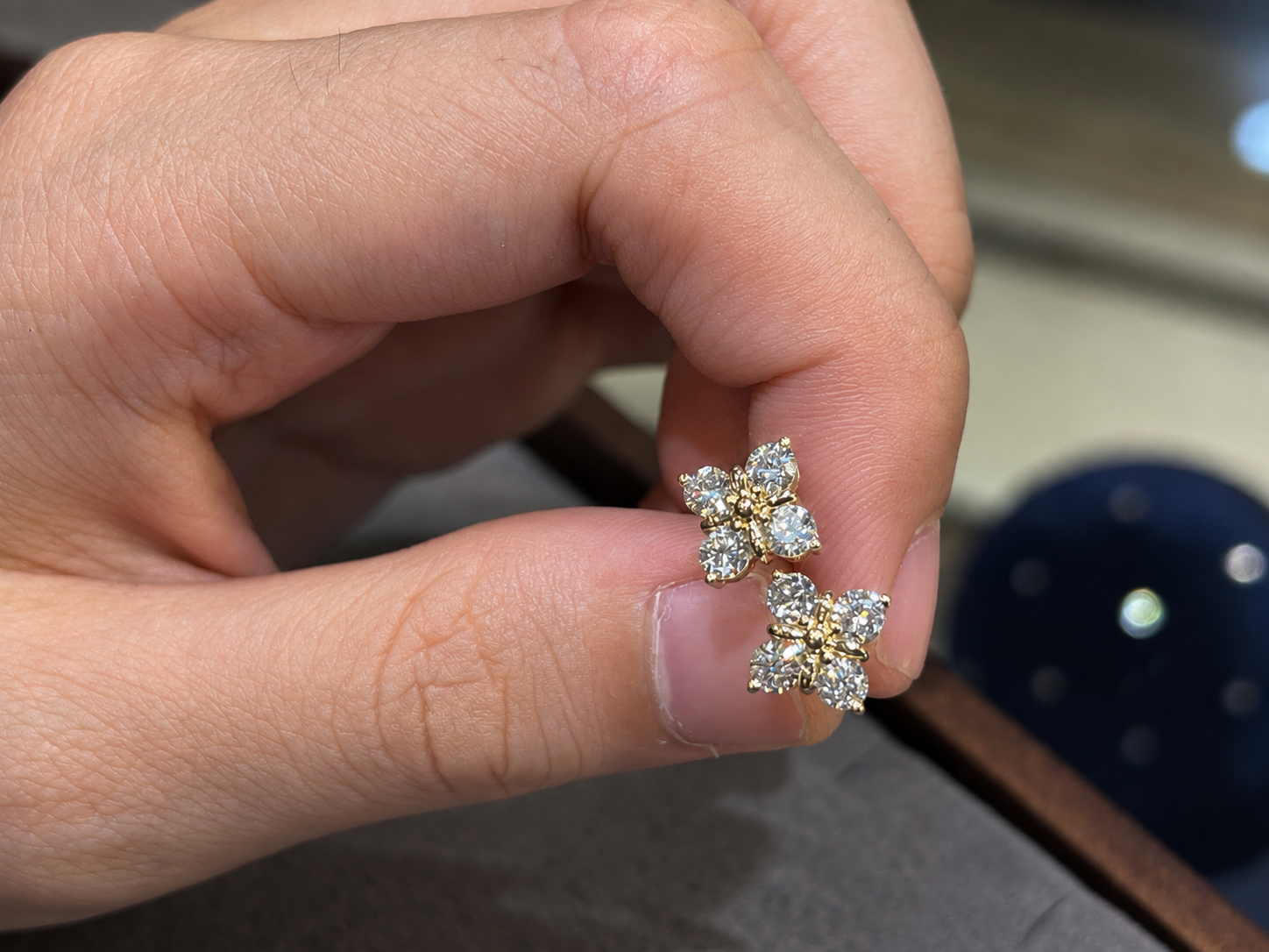 8e7bb451-15c3-4bef-b3f8-a756494e03af 18K Solid Gold Four-Petal Lab Grown Diamond Stud Earrings | 1.00 CTW