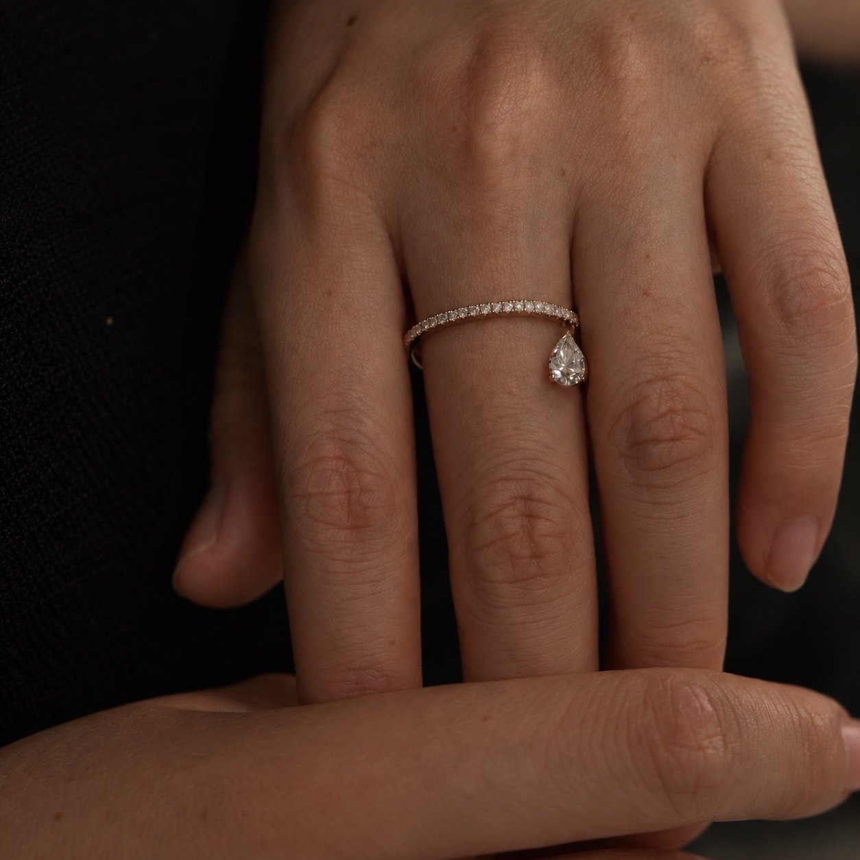 img_0867-2 18K Gold Floating Pear Diamond Open Ring