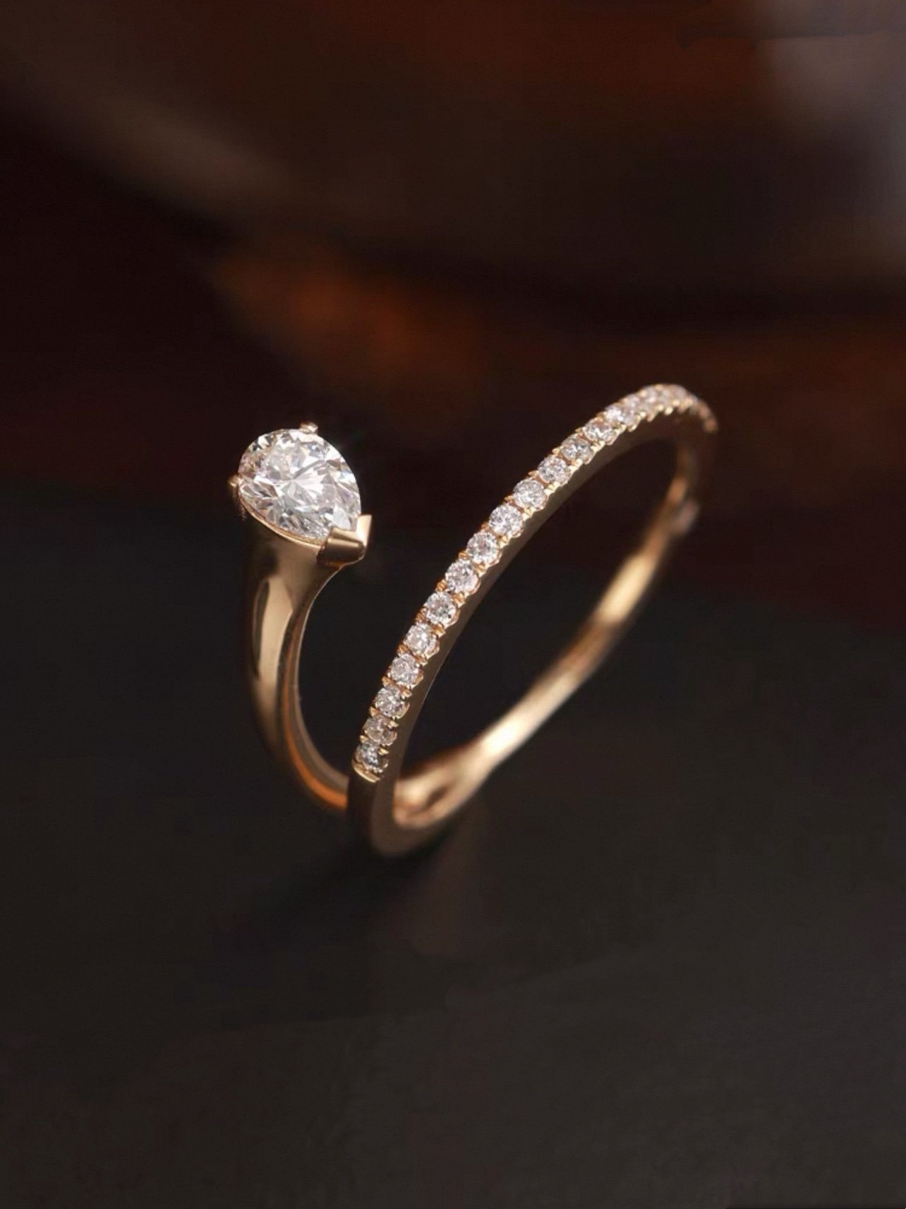 img_0869-2 18K Gold Floating Pear Diamond Open Ring