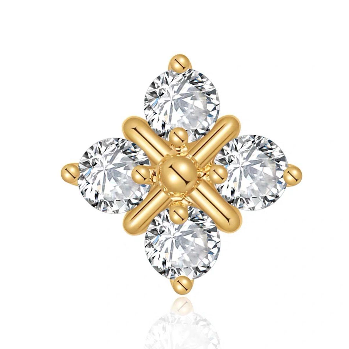 img_2512 18K Solid Gold Four-Petal Lab Grown Diamond Stud Earrings | 1.00 CTW