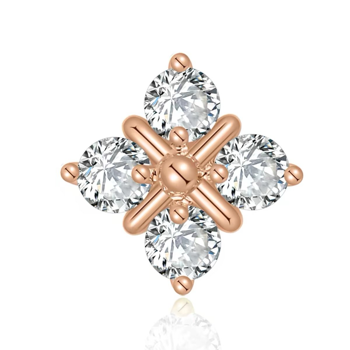 img_2513 18K Solid Gold Four-Petal Lab Grown Diamond Stud Earrings | 1.00 CTW