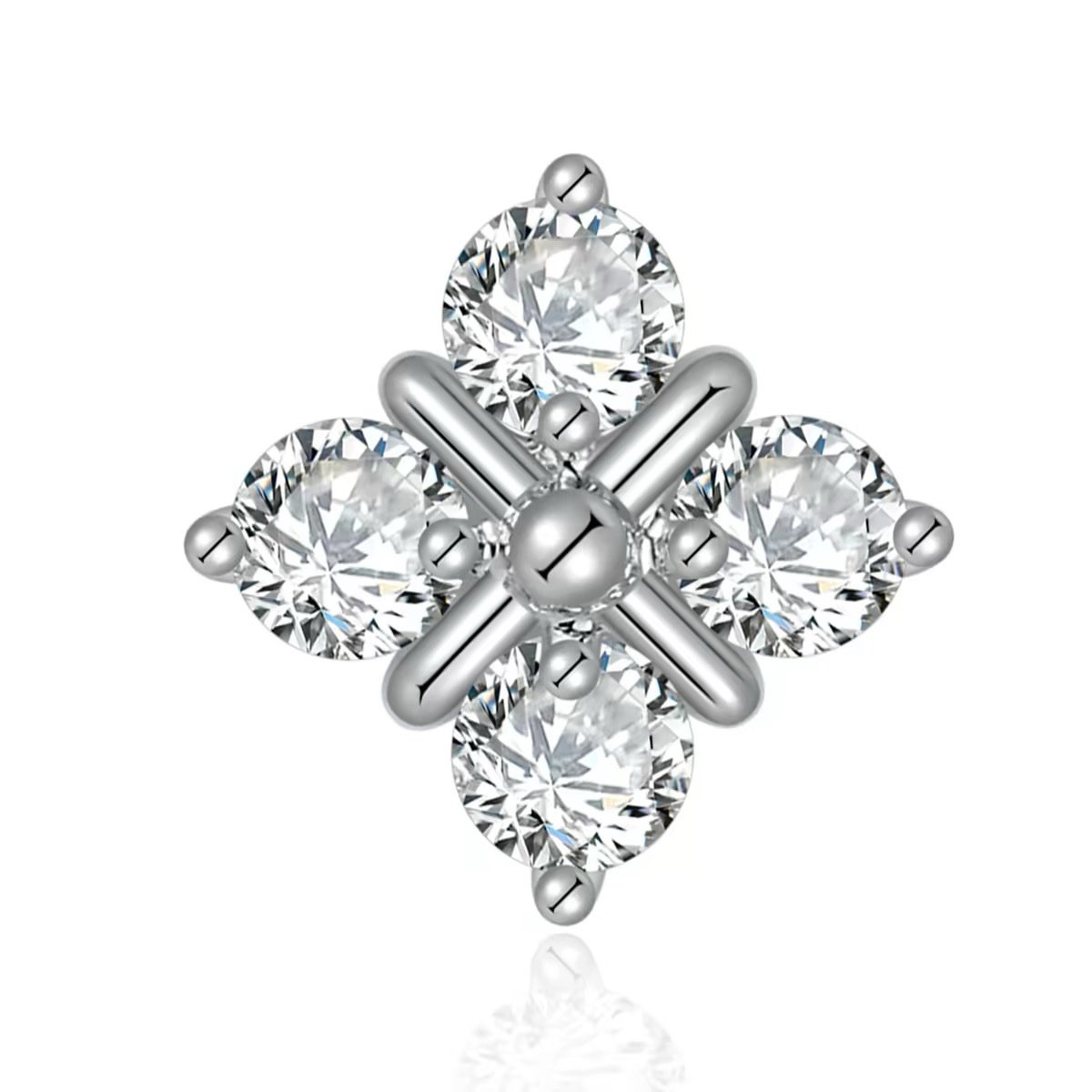 img_2514 18K Solid Gold Four-Petal Lab Grown Diamond Stud Earrings | 1.00 CTW